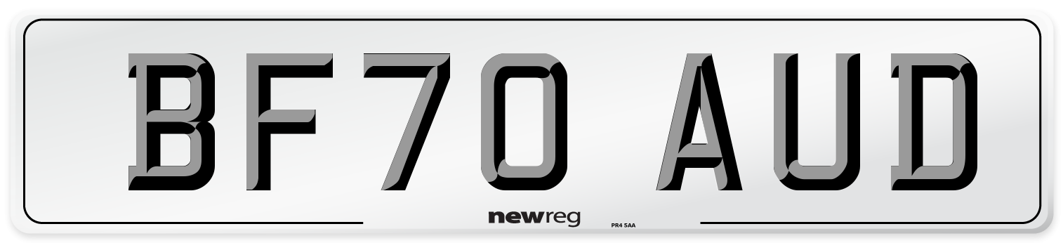 BF70 AUD Number Plate from New Reg